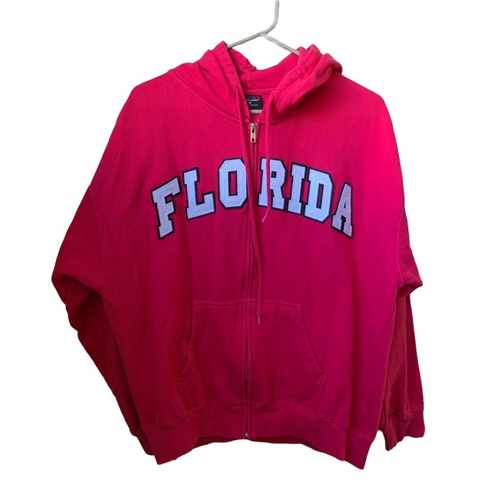 APPAREL Women’s FLORIDA Pink White Full Zipper Front Hoodie Sweatshirt